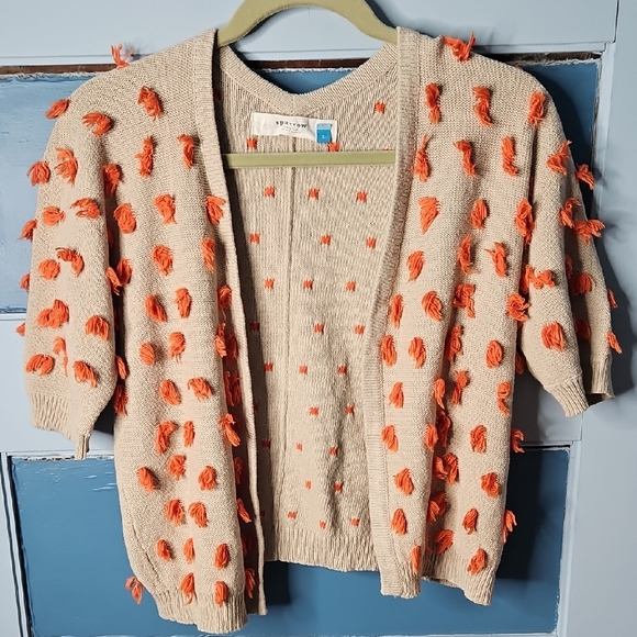 Anthropologie Sweaters - Anthropologie Sparrow Beige Cardigan with Orange Tassled Accents L